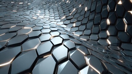 Obraz premium Futuristic hexagonal pattern with glowing light lines