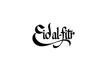 Fototapeta premium Elegant Eid al-Fitr calligraphy with decorative swash