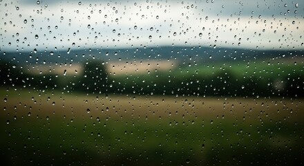 Fototapeta premium Rainy day view from window pane.