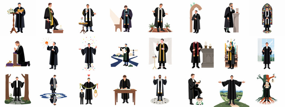 Pastors and Ministers in Various Religious Roles and Ceremonies