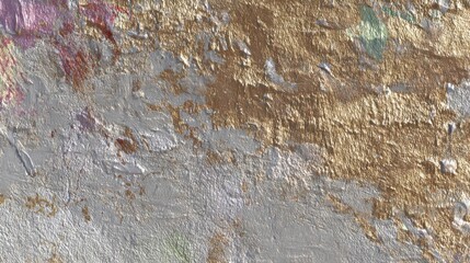 Detailed Close-Up of Textured Digital Paint Strokes Featuring Rich Gold and Silver Metallic Hues