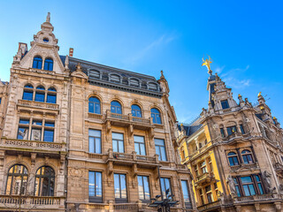 Obraz premium Beautiful street view of Old town in Antwerp, Belgium, has long been an important city in the Low Countries, both economically and culturally.