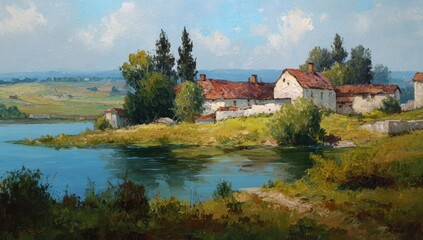 Obraz premium Rural landscape painting (2)