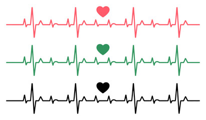Heart Rate ECG Pulse Line Vector Illustration