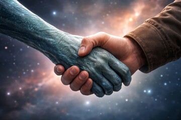 Alien and Humans Hands Friendship Friends