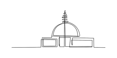 Continuous line drawing of a stupa, a buddhist religious monument with a dome and spire Vector, illustration © Creative_Oneline