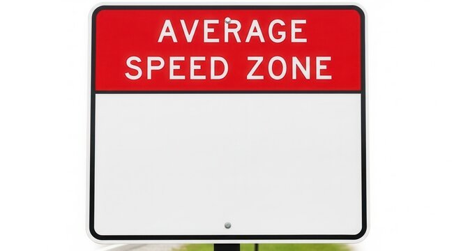 Average Speed Zone Road Sign With Blank White Space for Information or Advertisements