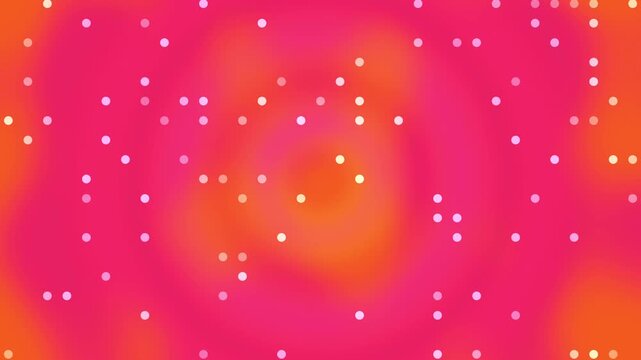 Radial orange and pink gradient with white glowing dots abstract background texture