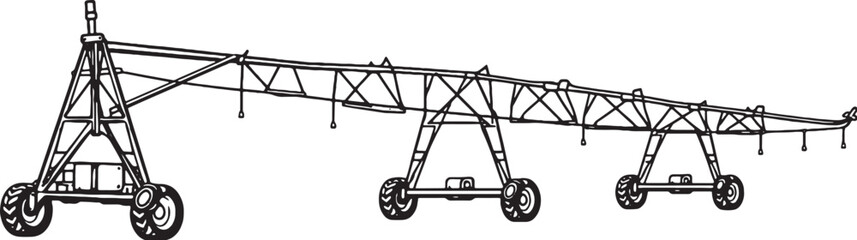 Agricultural Boom Irrigation System Line Art Vector © Pham