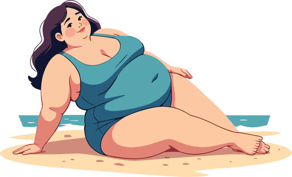 donna sdraiata in spiaggia sulla sabbia a prendere il sole vettoriale 