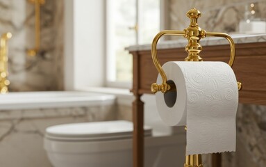 Luxury toilet paper roll in elegant bathroom