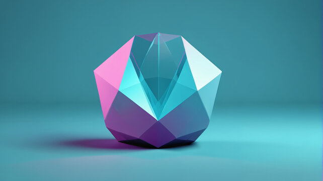 Abstrakte geometrische Kristallform in Pink und T&uuml;rkis