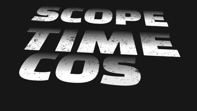 Scope time and cost text motion for business efficiency budget planning resource allocation and operational strategy