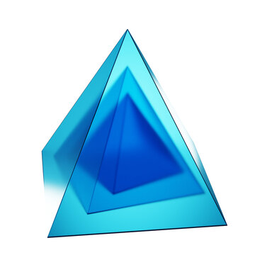 Abstract geometric pyramid shape with nested layers and blue gradient