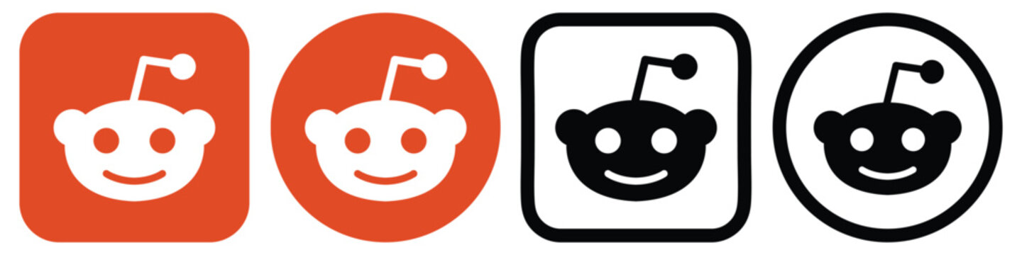 Reddit logo vector icon set. reddit mobile app icons. social network logos. reddit logo vector emblem social media community icon. Reddit app logo icon variations set, editorial use only