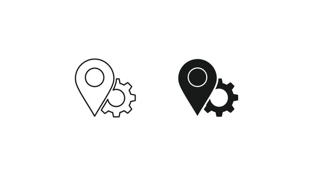 Icons depicting location-based service integration with gear mechanisms