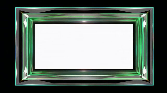 Colorful metallic picture frame with empty center for video preview.