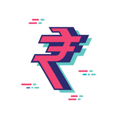 Obraz premium Rupee Icon Digital Glitch Doodle Illustration