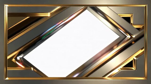 Golden Geometric Frame Abstract Motion Visual.