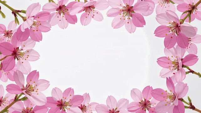 Floral cherry blossom frame video celebrating spring color.