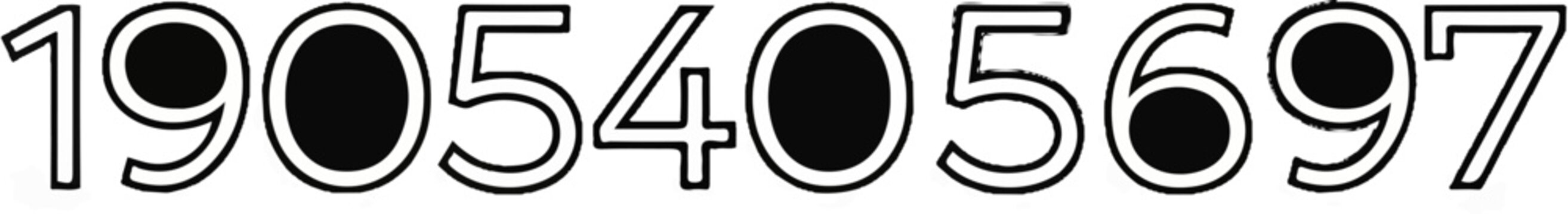 Stylized numbers 1905405697 with circles in the zeros