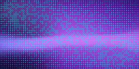 Purple abstract pixel texture bg video screen. Tv pattern background with square noise effect. Futuristic broadcast neon gradient banner for television. Modern vhs led static display element © sholeh