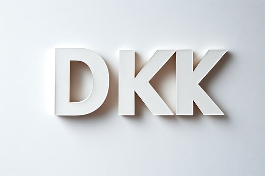 Monogram lettering 'dkk' in white 3d on gray background symbol logo