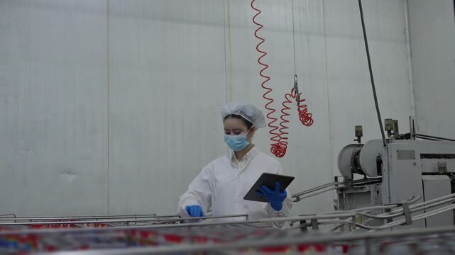 Quality control process in food industry factory setting image series indoor environment overhead view safety measures