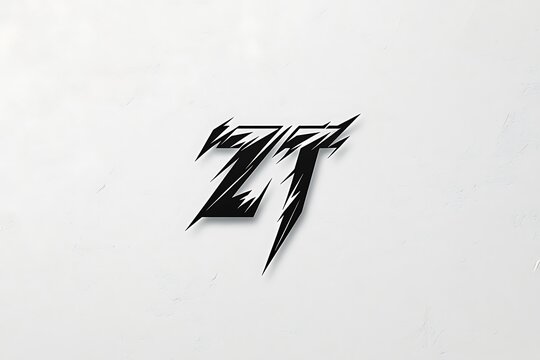 Lightning shaped zt logo on grey background abstract symbol design