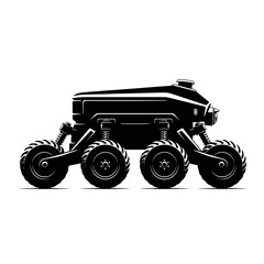 Silhouette of an Autonomous Robot Rover Ground Drone, Planetary Exploration and AI Technology