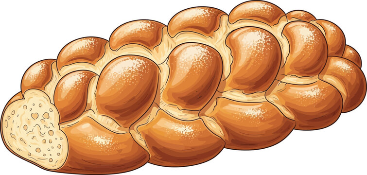 Braided loaf of challah bread sits ready for a holiday meal celebration.