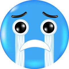 Crying Blue Emoji Face 3D Icon