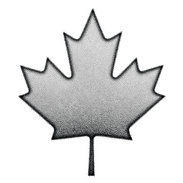 Canadian maple leaf symbol rendered in stippling dot art technique