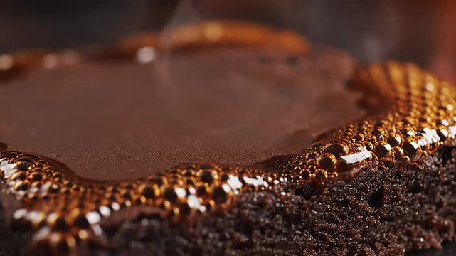 Rich Dark Chocolate Brownie with Frothy Bubbles Hot From the Oven