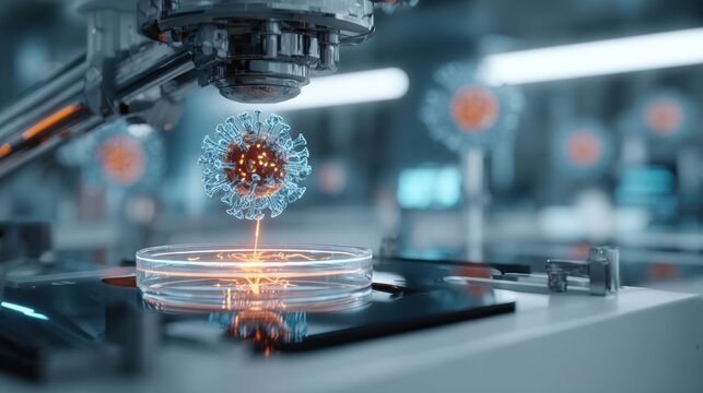 Scientific research virus particle in laboratory