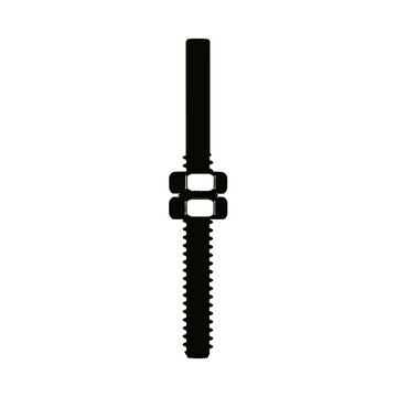 Lead Screw With Brass Nut Threaded Rod Black Vector Silhouette for Z Axis Movement and 3D Printer Mechanics