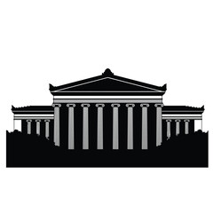 Obraz premium Silhouette of a classical Greek temple with ornate columns