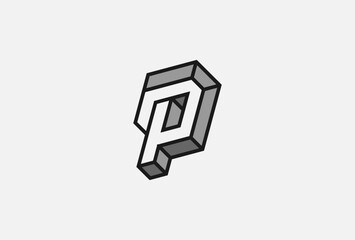 3D Letter P Logo, Modern Letter P 3d style logo design, vector illustration
