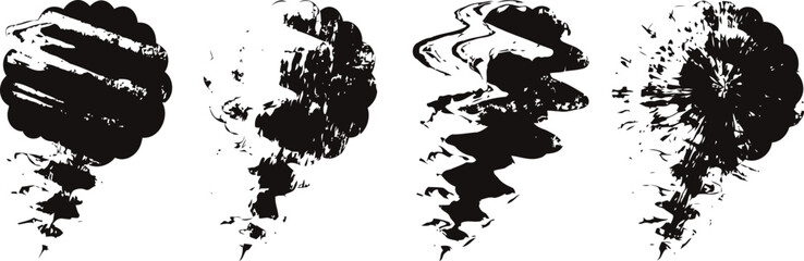 abstract black ink brush strokes with varied textures and bold paint patterns on white background