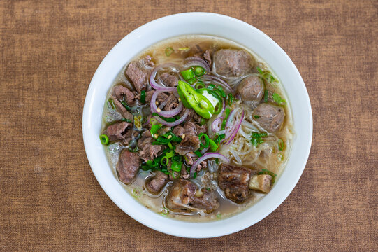 Ox tail noodle soup. Pho duoi bo. Vietnamese soup
