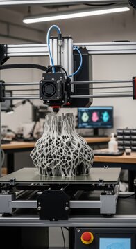 3D Printer Creates Intricate Lattice Object in Workshop