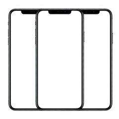 Minimal Three Smartphone Display Mockup Isolated on Transparent Background