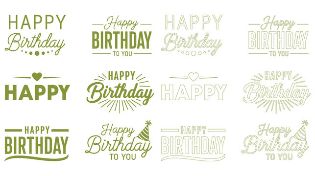 Happy birthday wishes collection typography text design