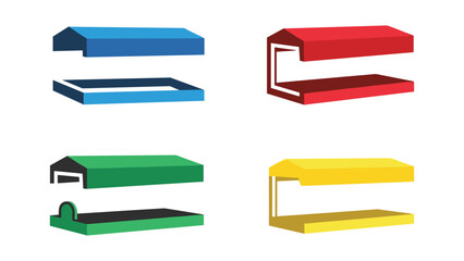 Fototapeta premium Colorful illustrations of different types of modern shelving units