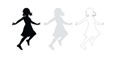 Obraz premium silhouette, girl, jumping,