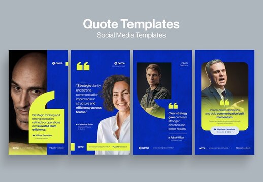 Quote Template for Social Media Story Posts, Customer Testimonials, Comment Cards & Ad Banner Design