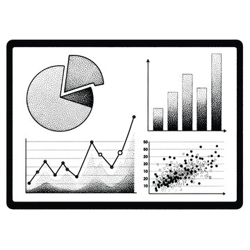 Digital dashboard displaying various financial and business analytics charts and graphs
