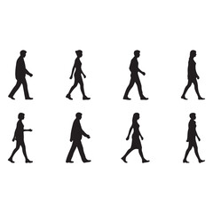 Fototapeta premium Silhouettes of people walking in various poses a visual representation of motion