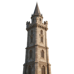 Fototapeta premium Medieval Stone Tower with Spire and Turrets