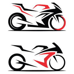 Stylish minimalist sport motorcycle vector illustrations for design projects